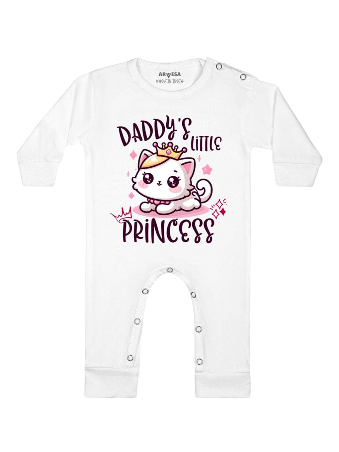 

Arvesa Kids Daddy Little Princess Printed Baby Romper, White