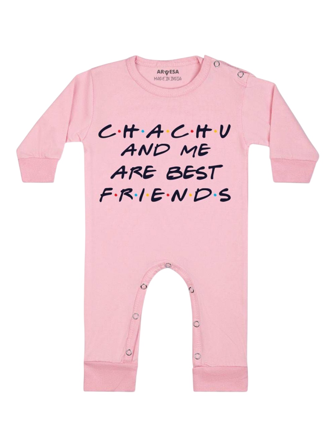 

Arvesa Kids Chachu & Me Are Best Friend Printed Baby Romper, Pink