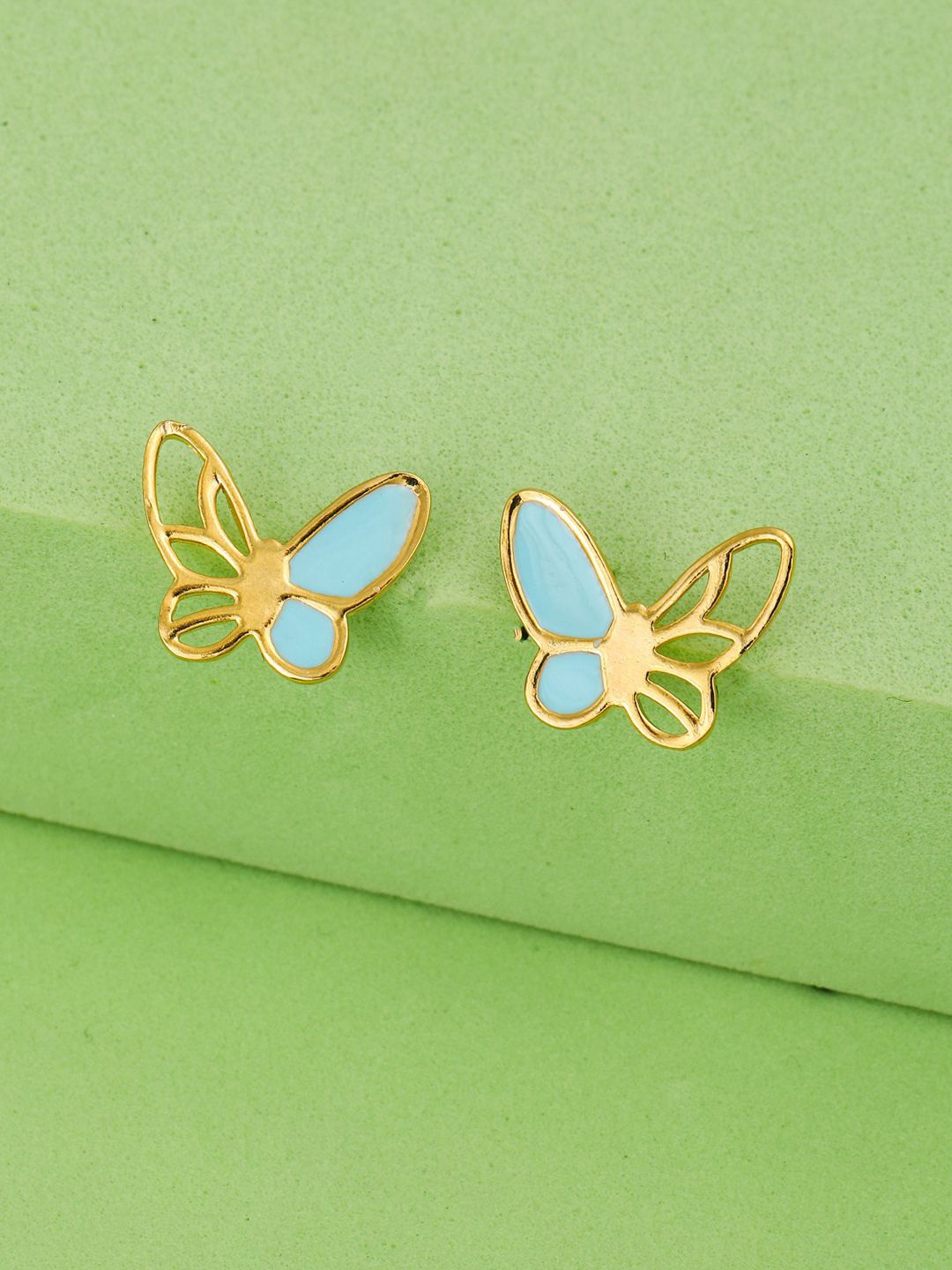 

MAIRA 925 Sterling Silver Rhodium-Plated Cubic Zirconia Stone Studded Contemporary Studs, Gold