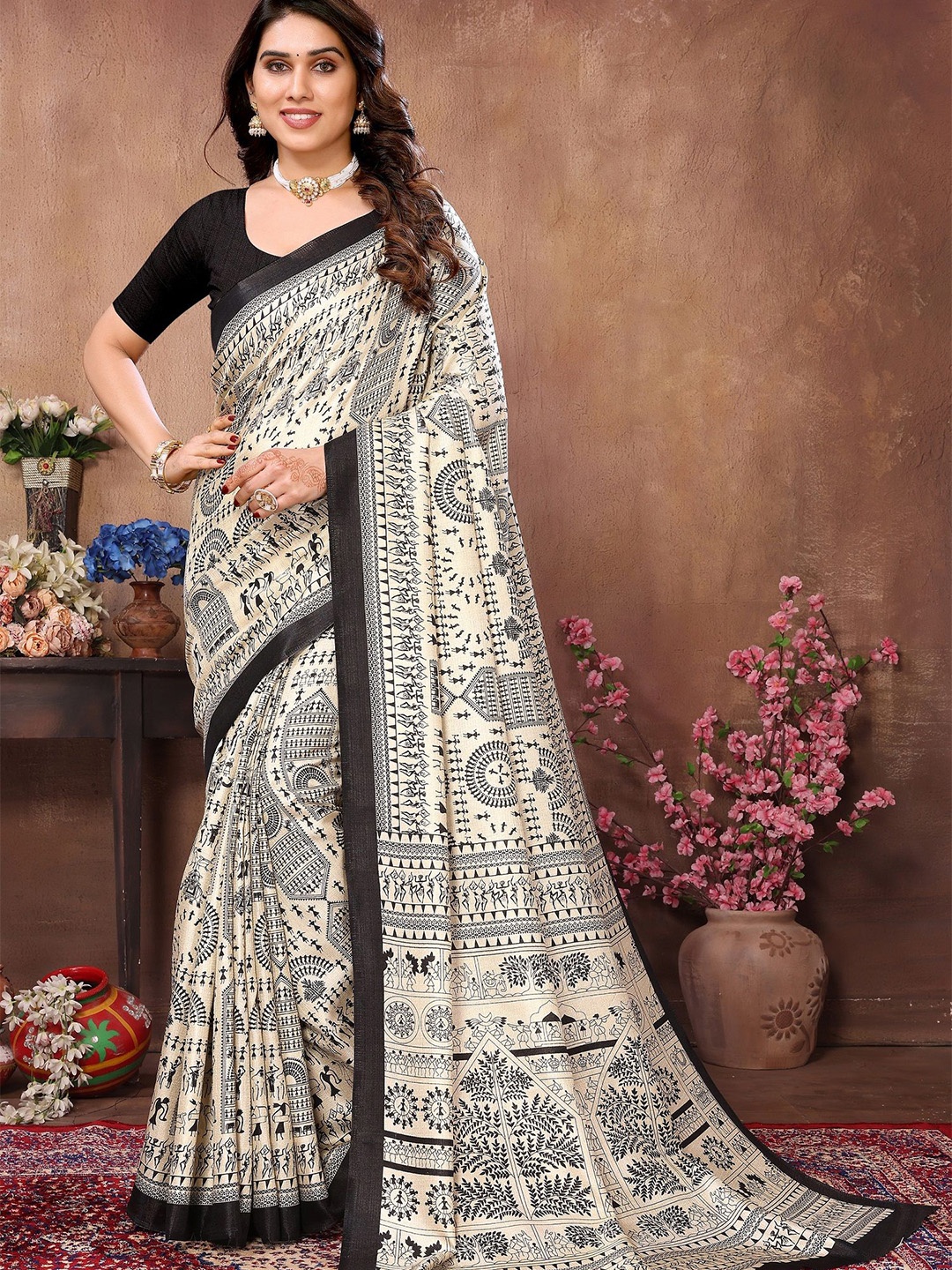

Moda Rapido Ethnic Motifs Art Silk Saree, Black