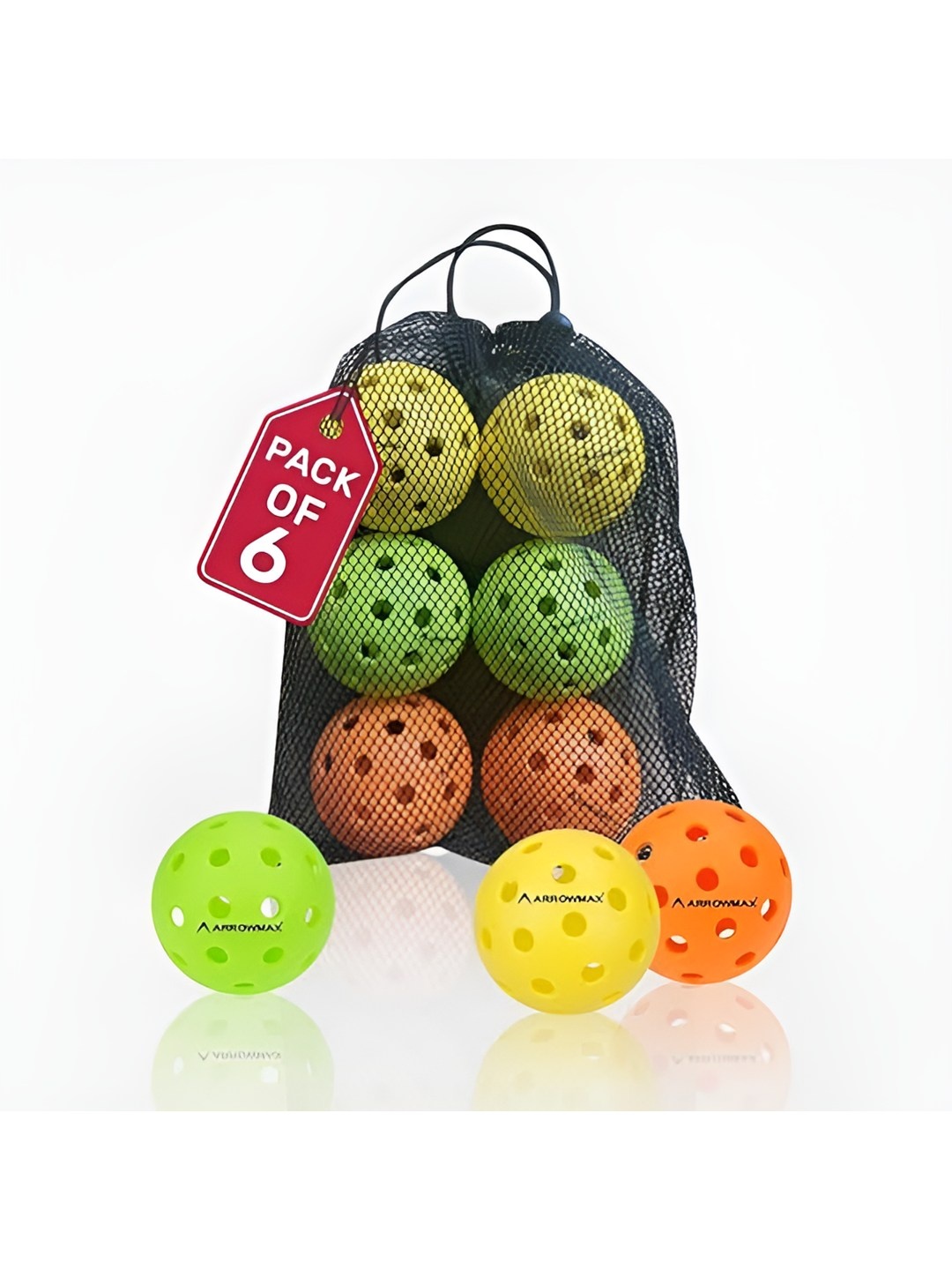 

ARROWMAX 6-Pieces Printed 40 Holes Pickleball Balls, Green