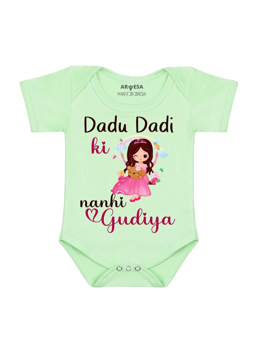 

Arvesa Kids Dada Dadi Ki Nani Gudiya Printed Romper, Green