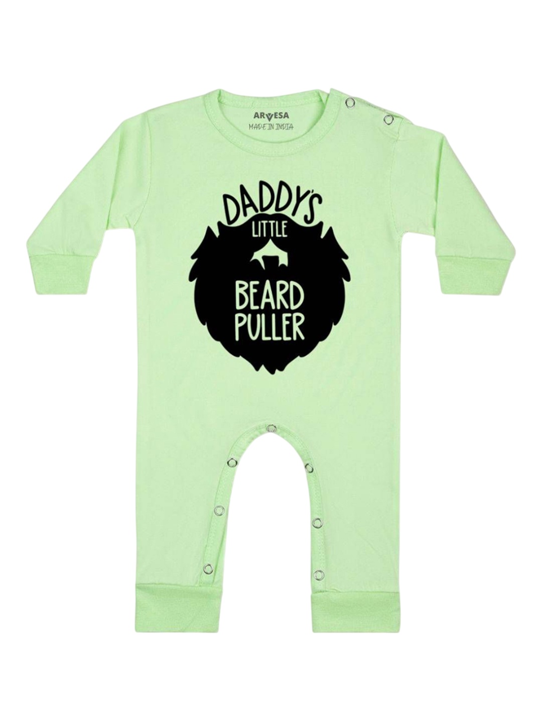 

Arvesa Kids Daddy Little Beard Puller Printed Baby Romper, Green