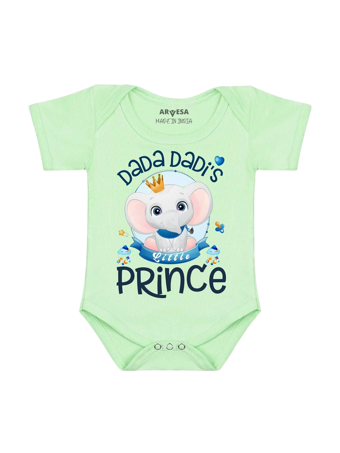 

Arvesa Kids Dada Dadi Little Prince Printed Romper, Green