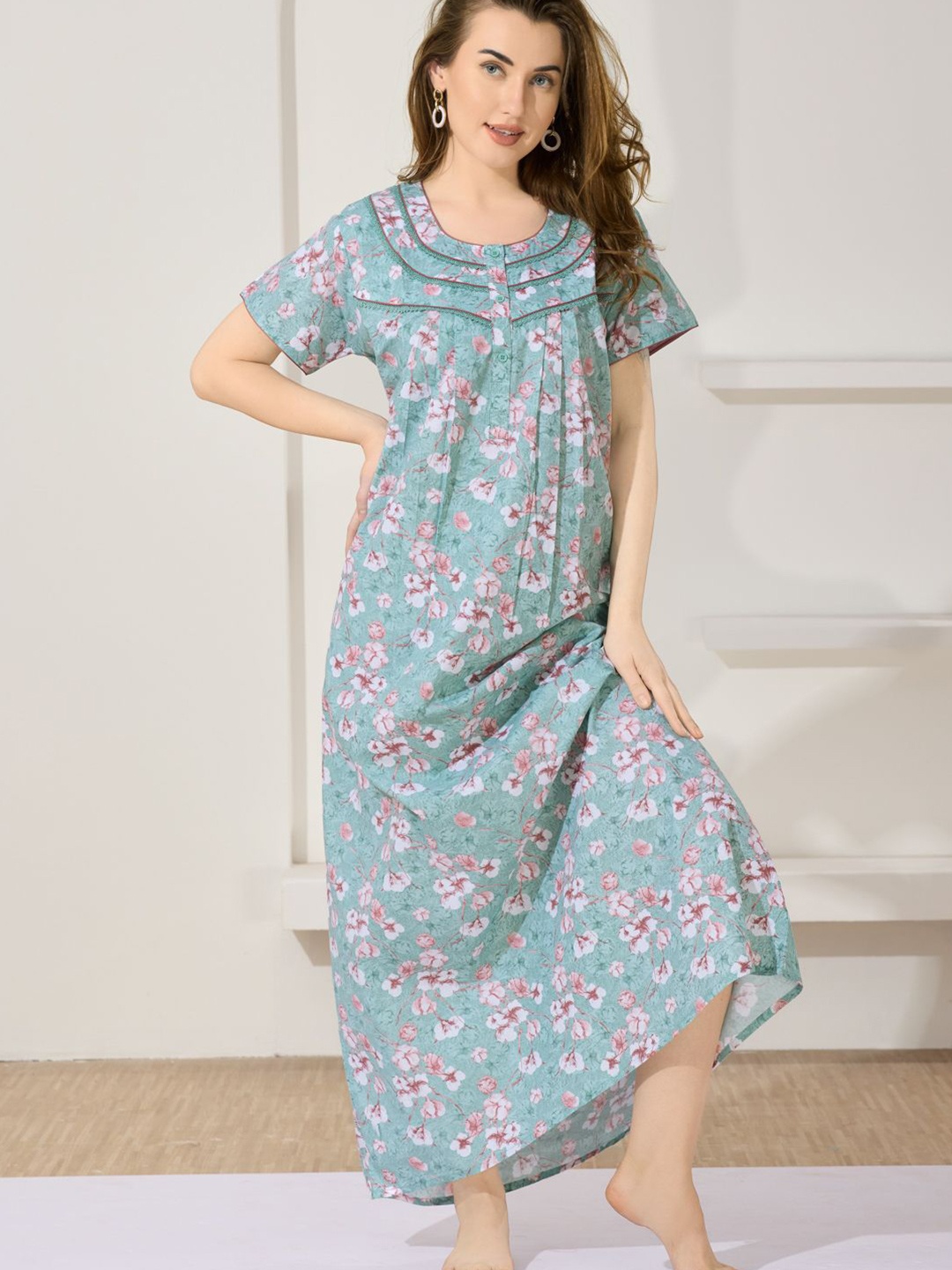 

Soulemo Printed Maxi Nightdress, Green