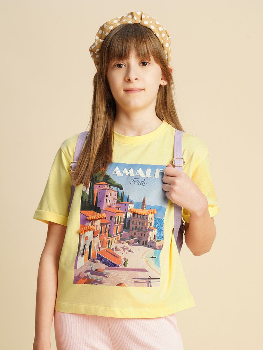 

Vero Moda Girls Printed Extended Sleeves T-shirt, Yellow