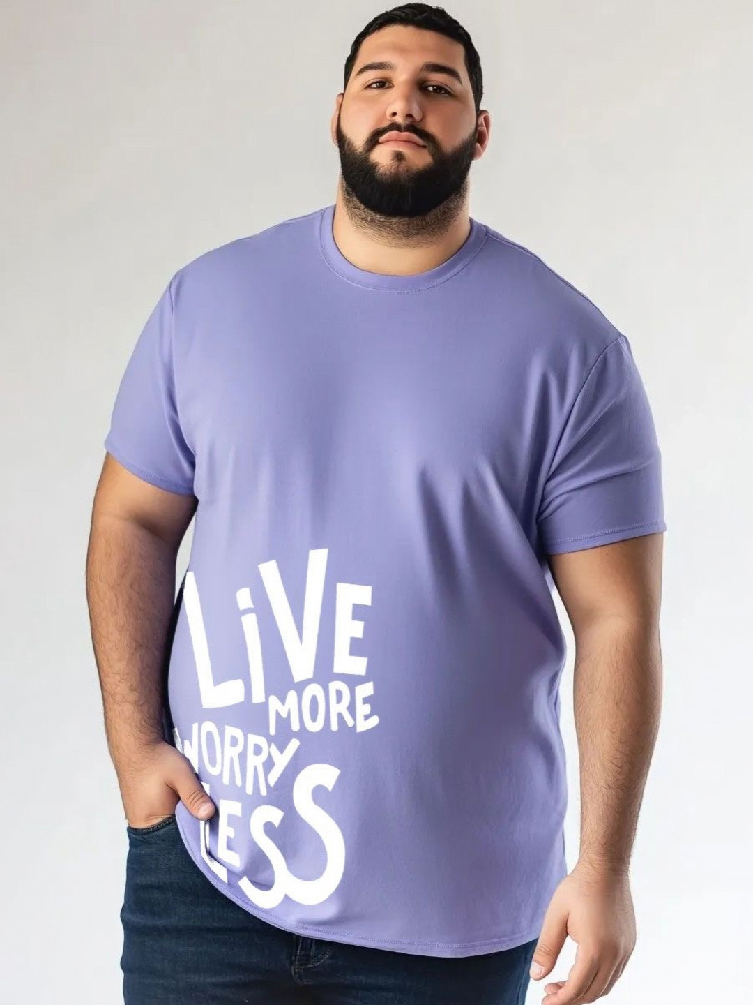 

Toodle Plus Unisex Plus Size Graphic Printed Round Neck Pure Cotton T-Shirt, Blue