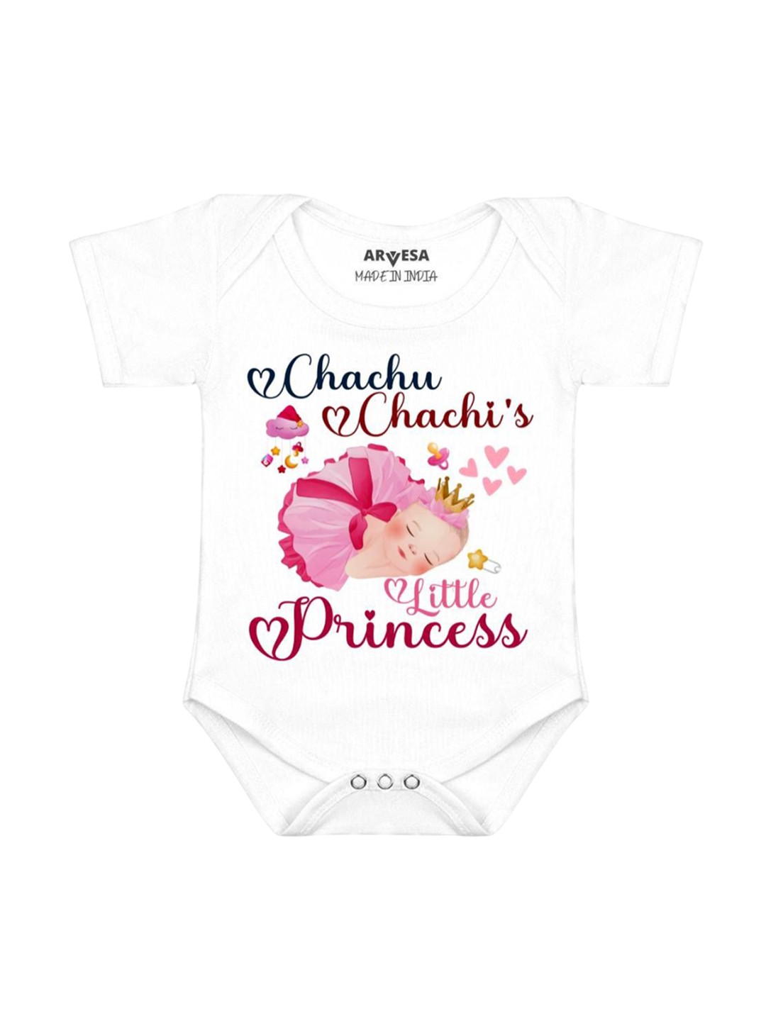 

Arvesa Chachu Chachi'S Little Princess Printed Romper, White
