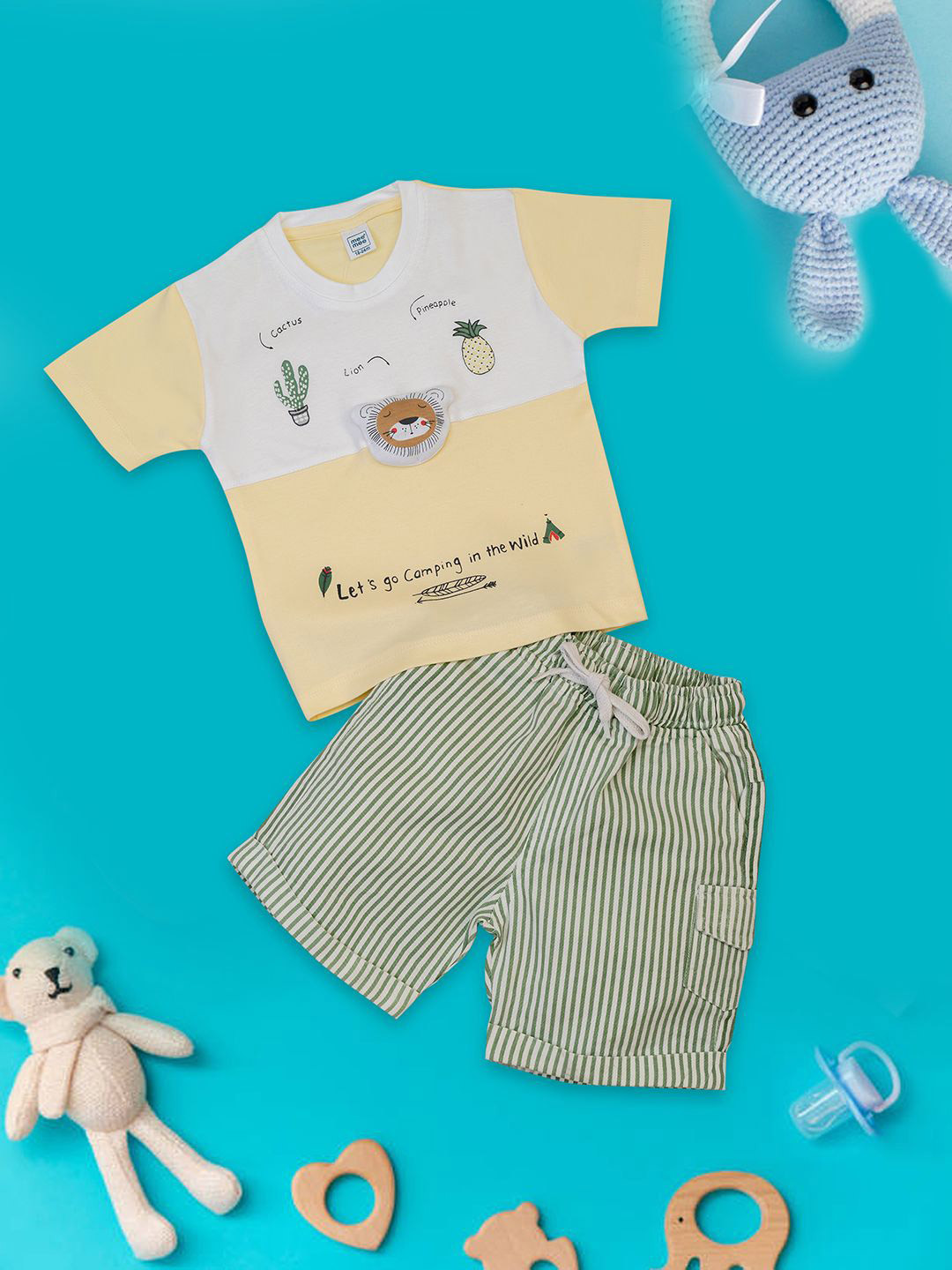 

MeeMee Kids Printed Short Sleeves Pure Cotton T-shirt With Shorts, White