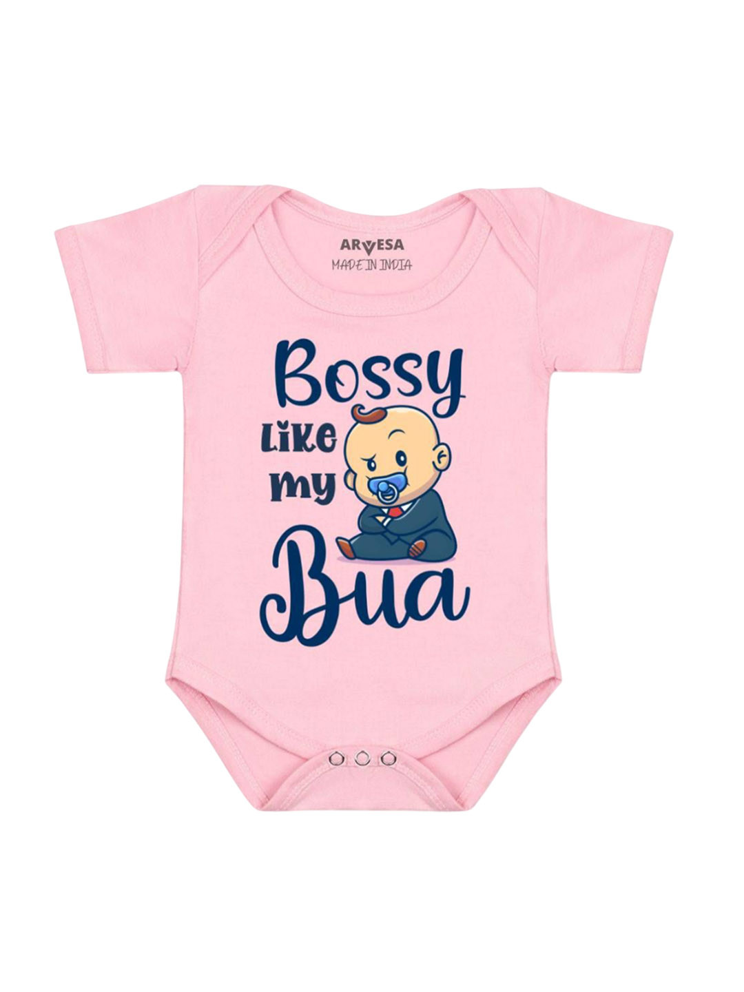 

Arvesa Kids Bossy Like My Bua Printed Romper, Pink
