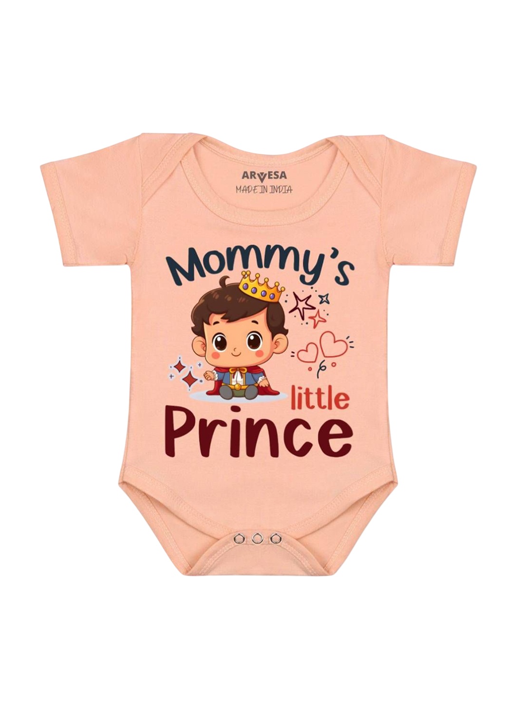 

Arvesa Mommy Little Prince Printed Romper, Peach