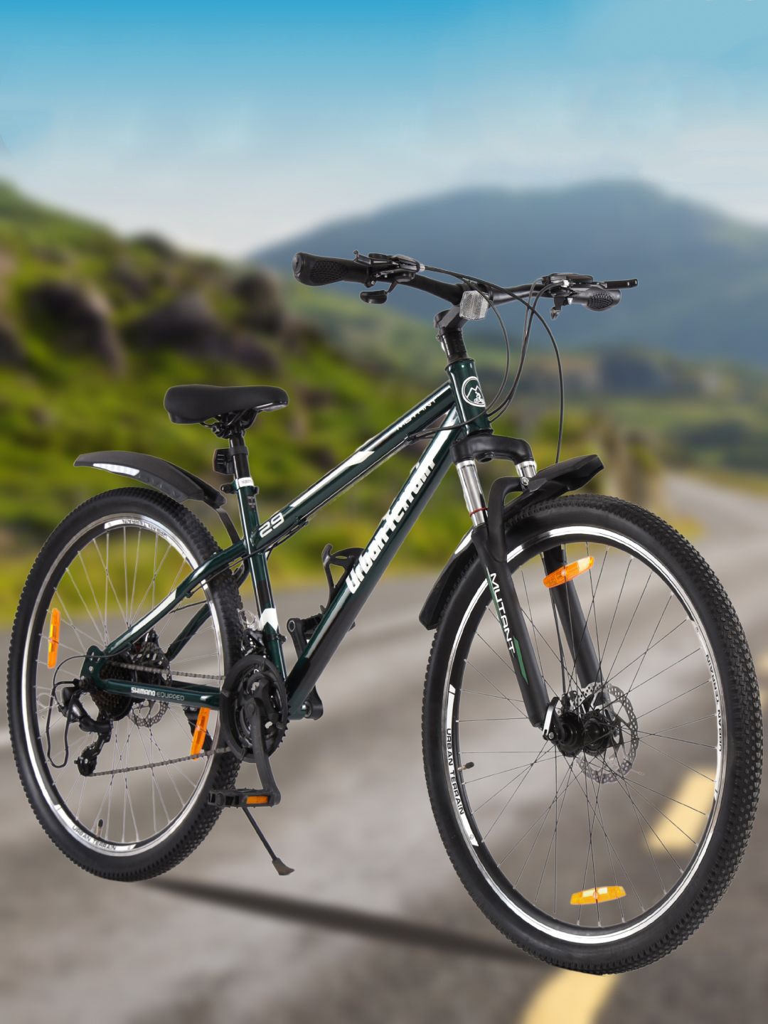 

URBAN TERRAIN Mutant Cycles 29T with 21-Speed Shimano Gear Mountain Bike, Green