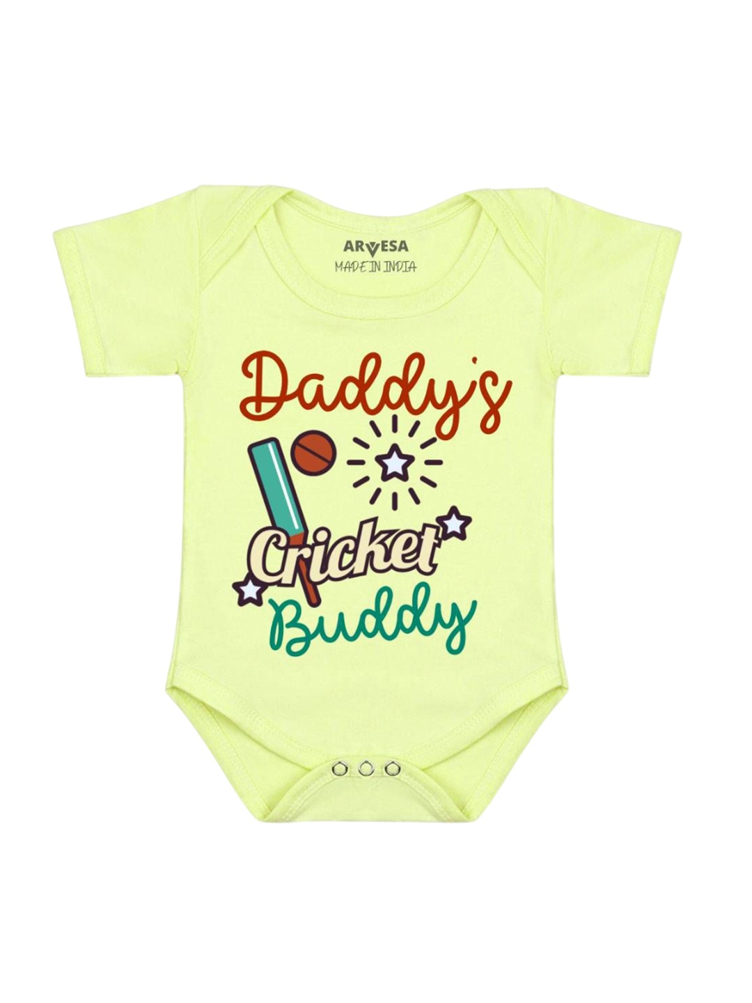 

Arvesa Kids Daddy Cricket Buddy Printed Romper, Yellow