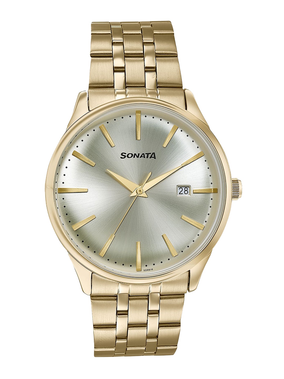 

Sonata Men Dial & Stainless Steel Straps Analogue Watch 77166YM01, Gold