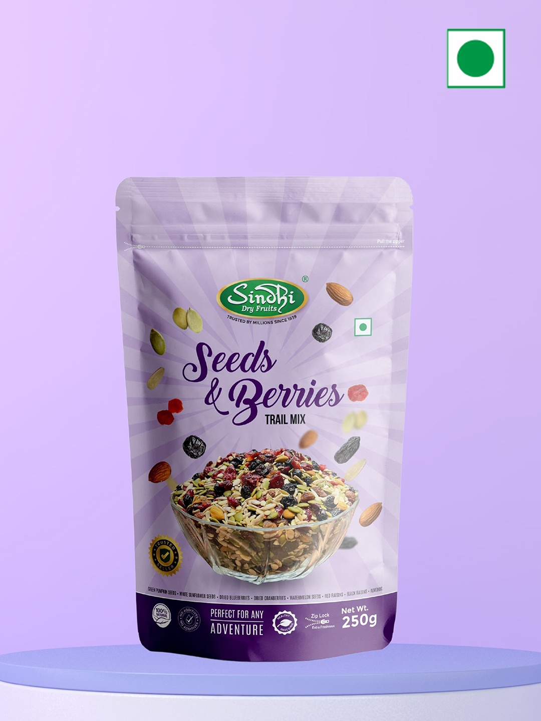 

SINDHI Dry Fruits Seeds & Berries Trail Mix 250g, Purple