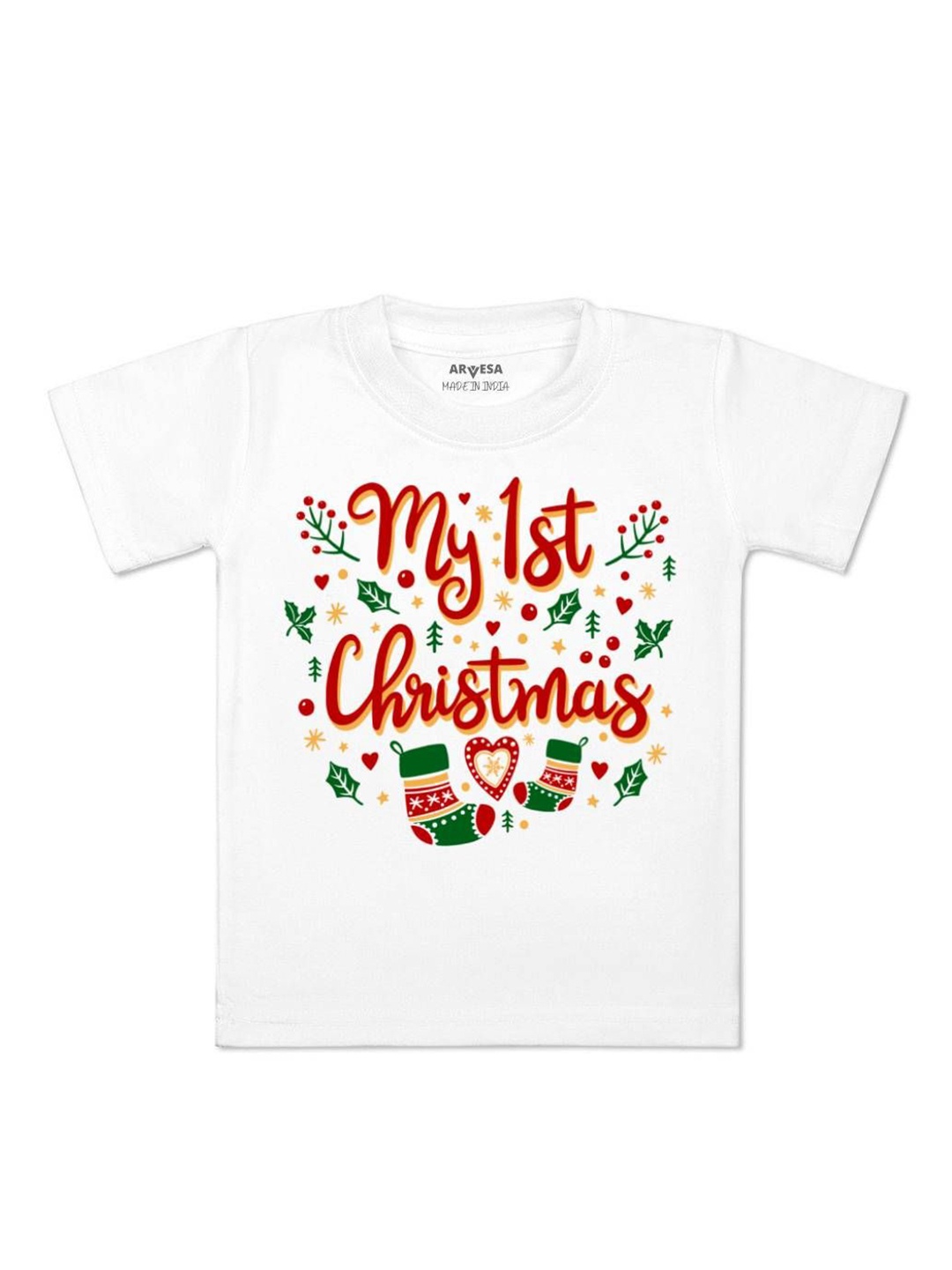 

Arvesa First Christmas Printed Kids Unisex T-shirt, White