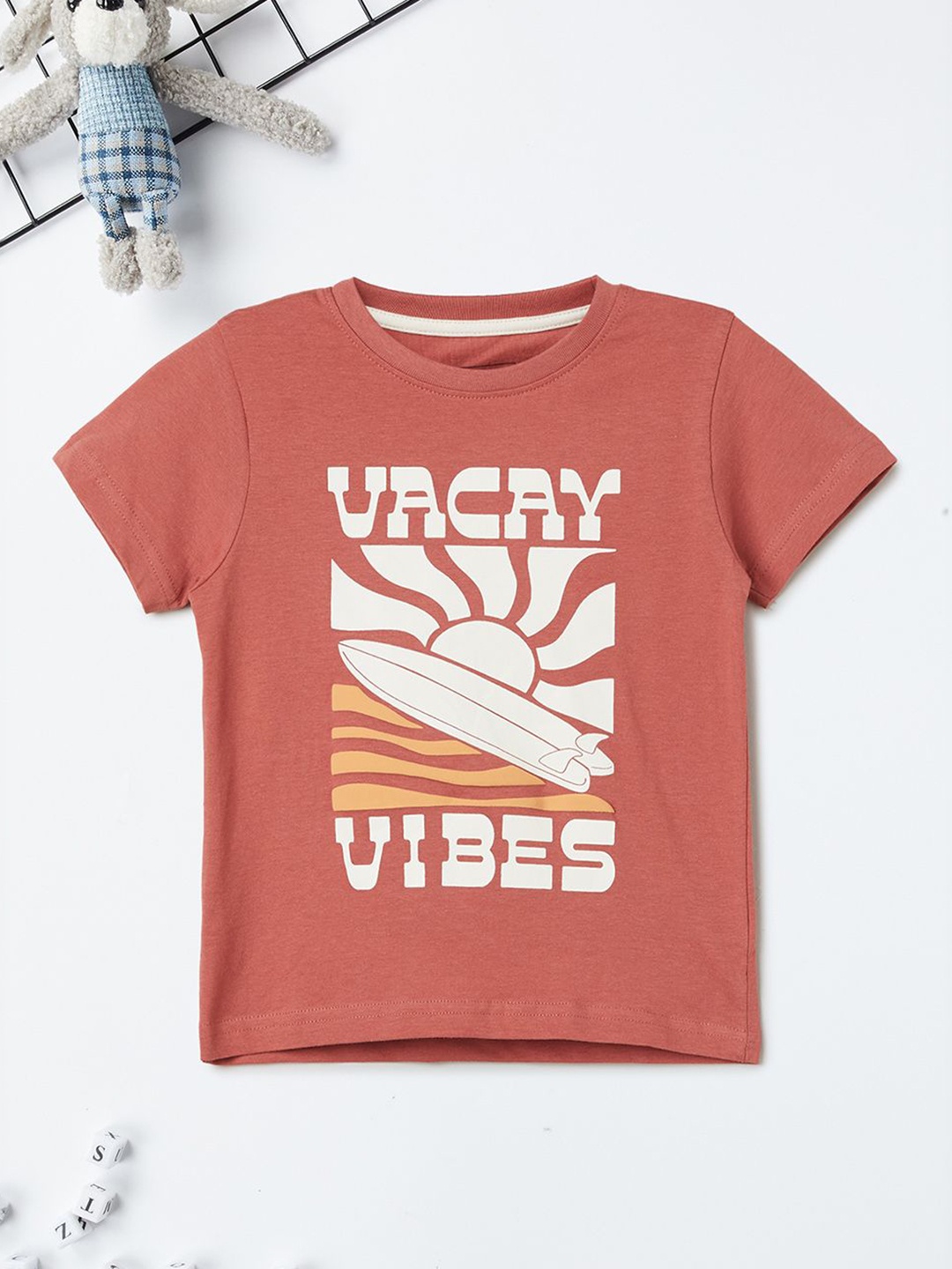 

max Boys Printed Applique T-shirt, Orange