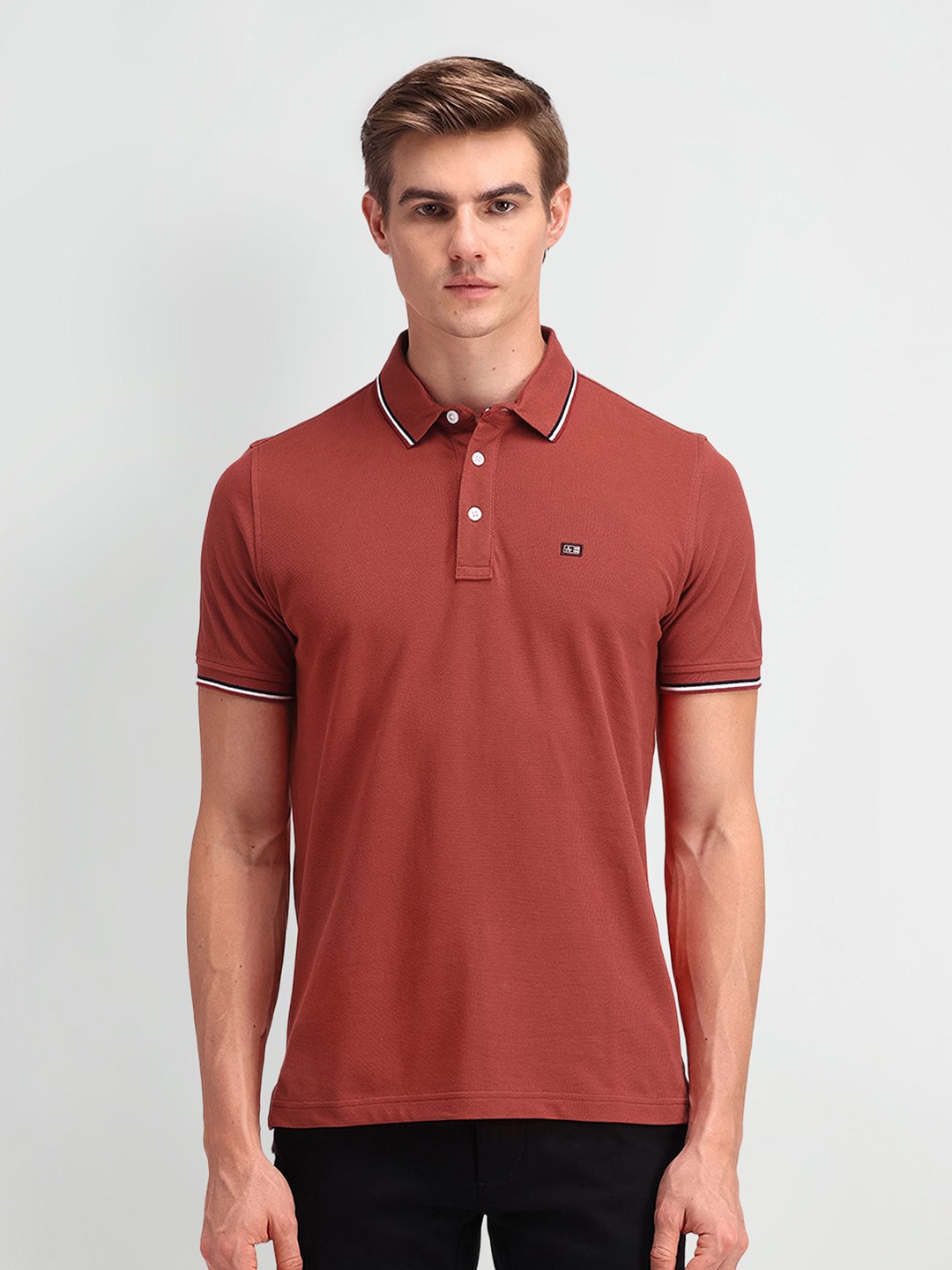 

Arrow Sport Men Brand Logo Polo Collar T-shirt, Red