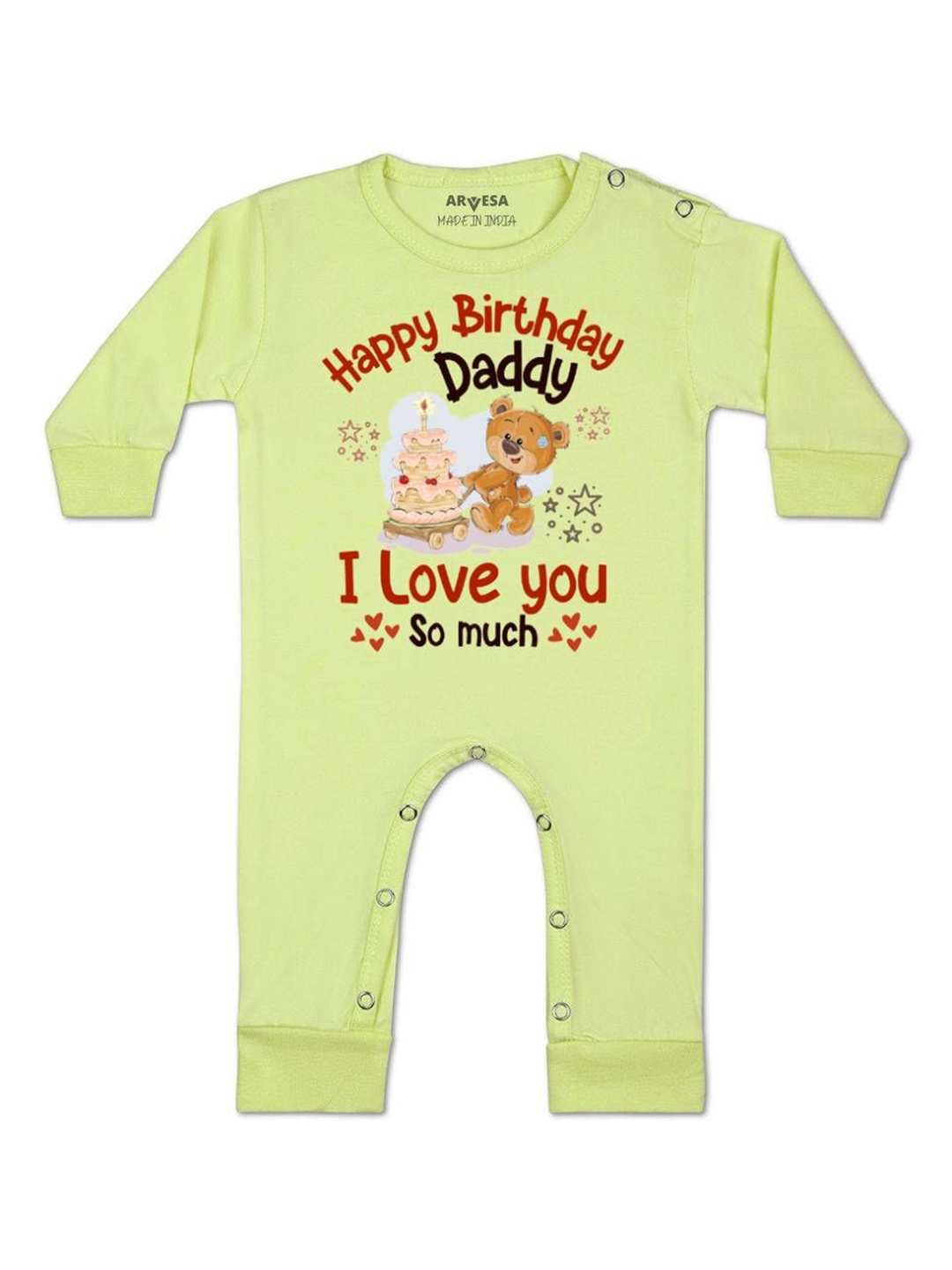 

Arvesa Kids Happy Birthday Daddy. I Love You So Much. Printed Baby Romper, Yellow