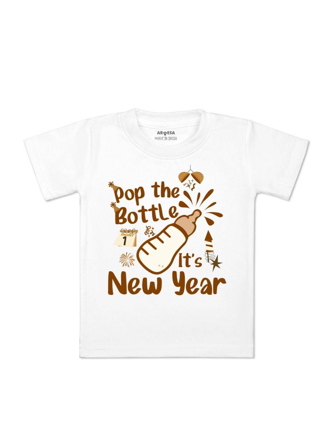

Arvesa First New Year Printed Kids Unisex T-shirt, White