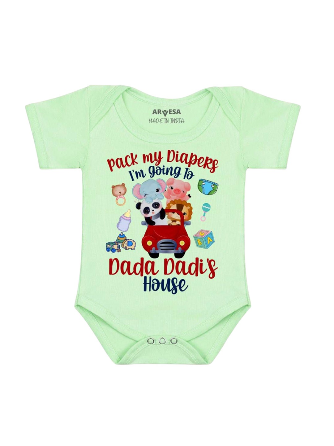 

Arvesa Kids Consult My Legal Team Dada Dadi Printed Romper, Green