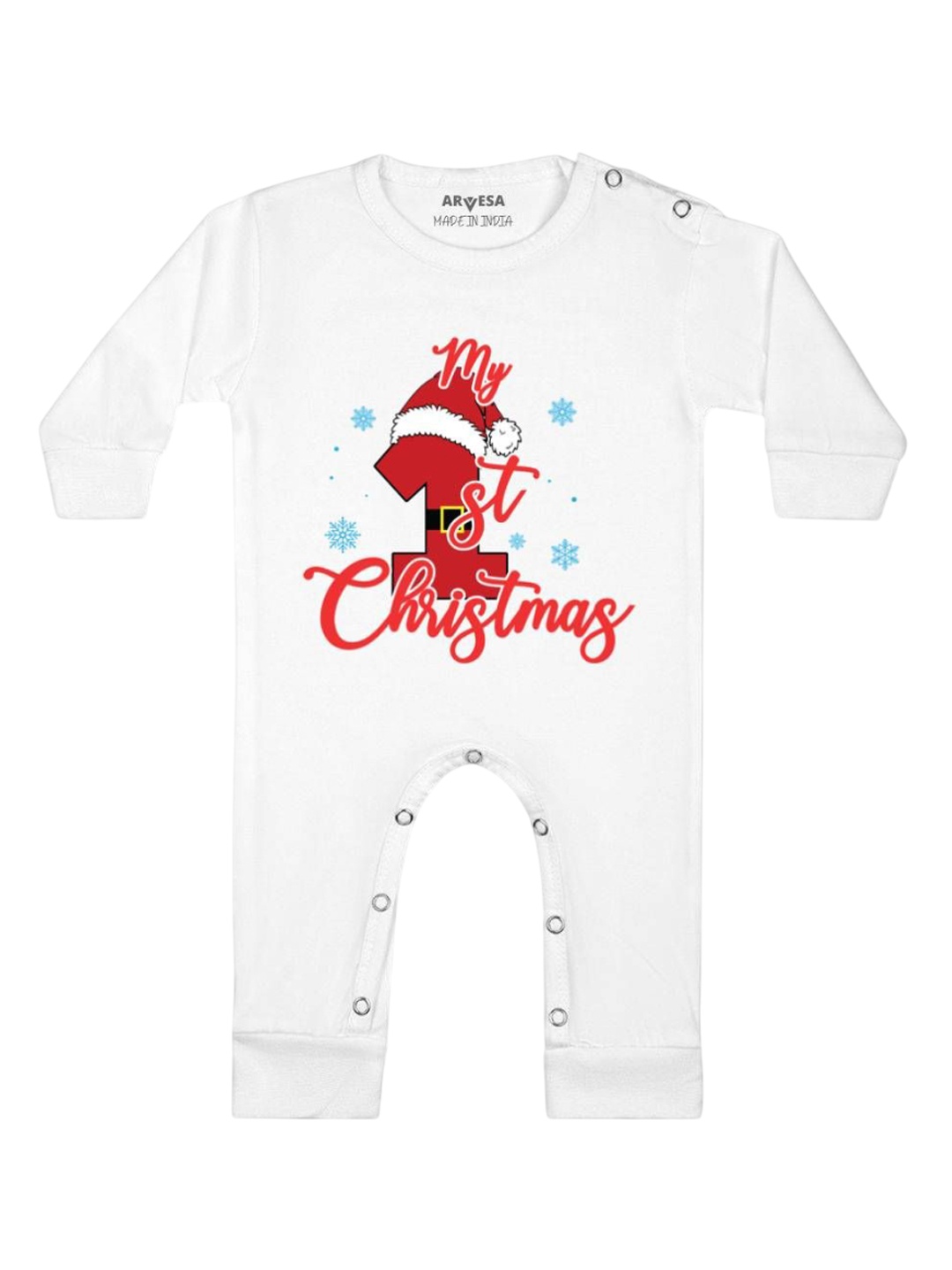 

Arvesa First Christmas Printed Baby Romper, White