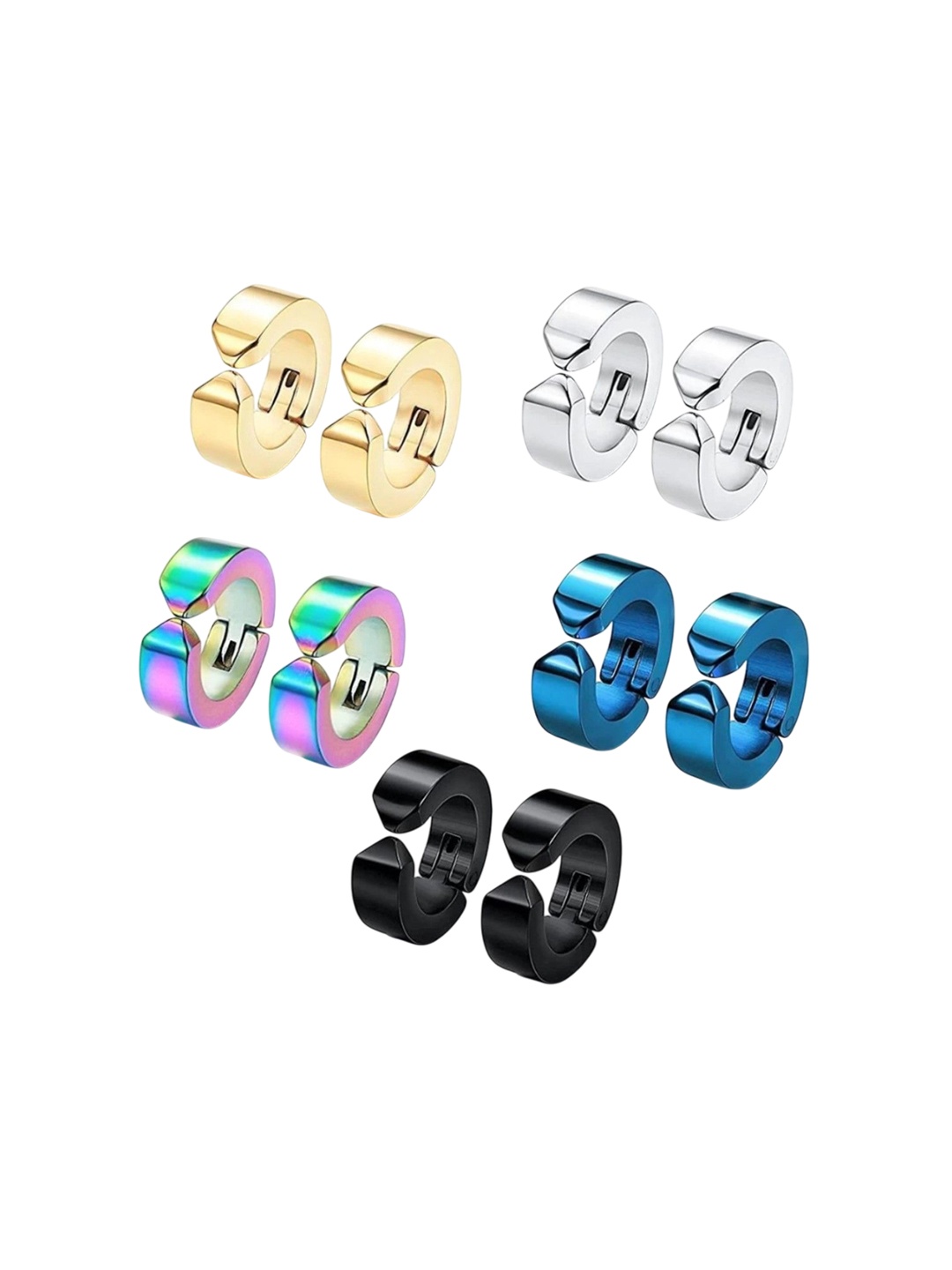

V FASHION JEWELLERY Set Of 5 Circular Shaped Ear Cuff Earrings, Gold