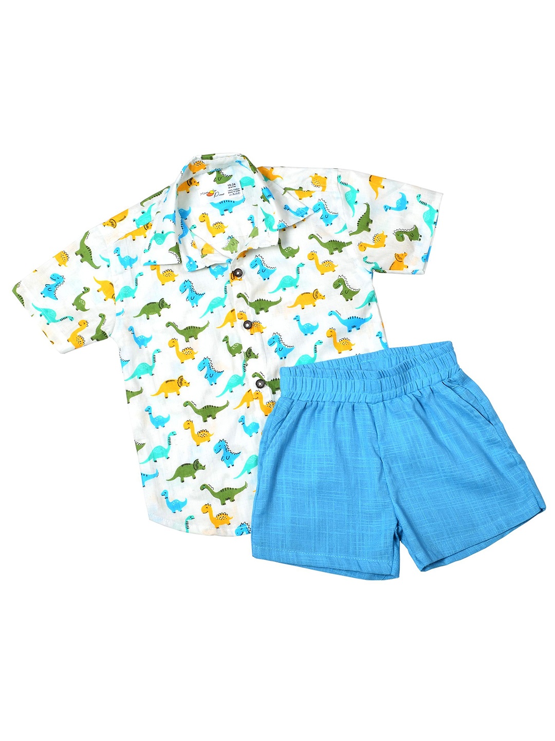 

BAESD Boys Printed Pure Cotton Shirt With Shorts, White
