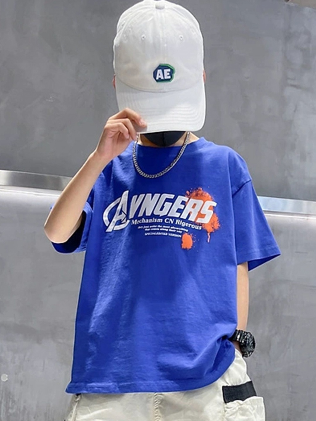 

LULU & SKY Boys Graphic Printed Round Neck Cotton Relaxed Fit T-shirt, Blue
