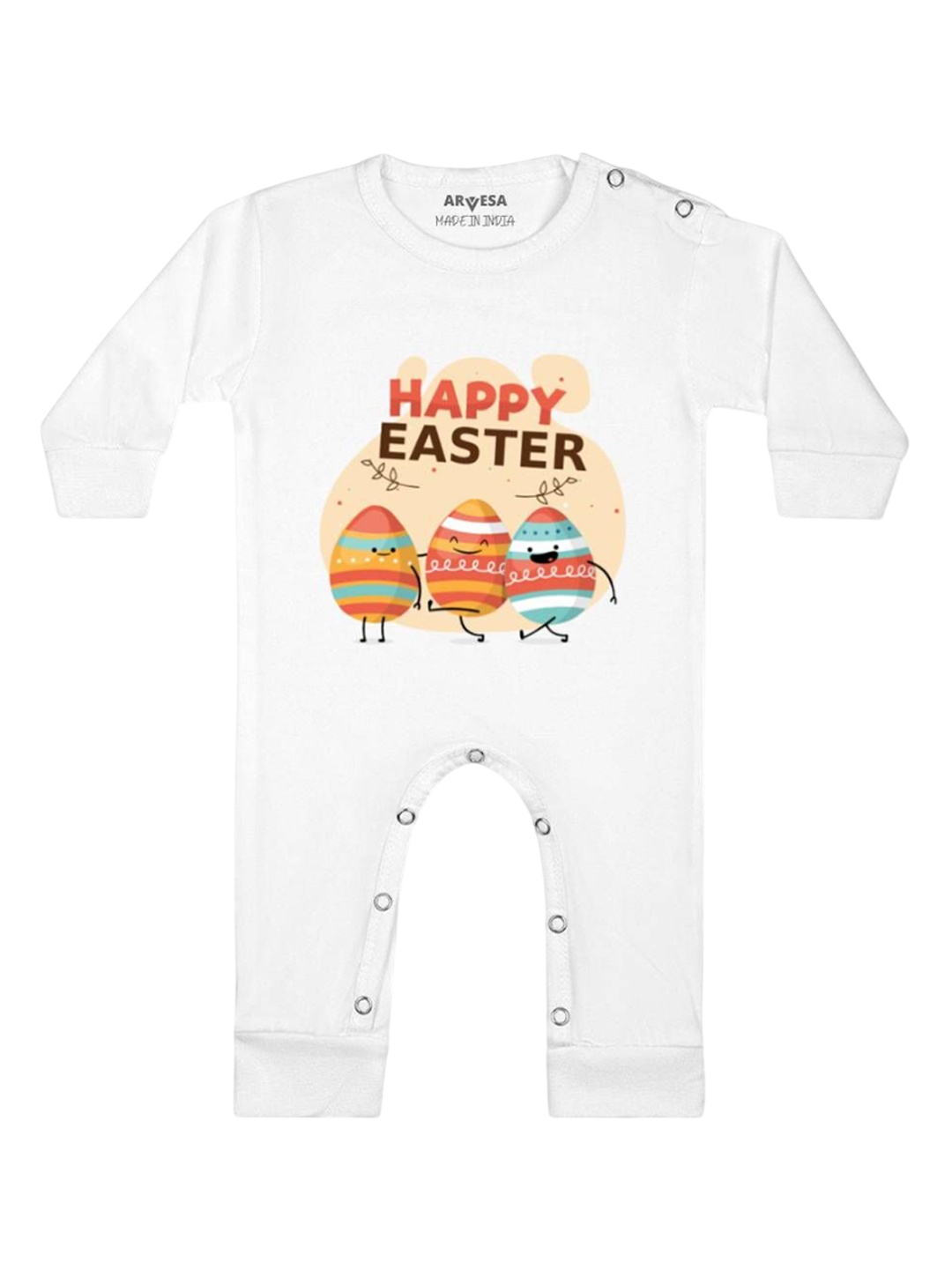 

Arvesa Happy Easter Printed Baby Romper, White