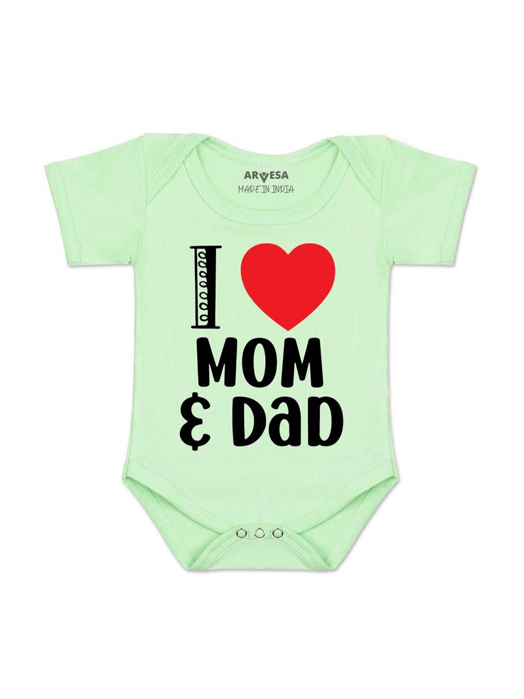 

Arvesa Infants Kids I Love Mom And Dad Printed Cotton Romper, Green