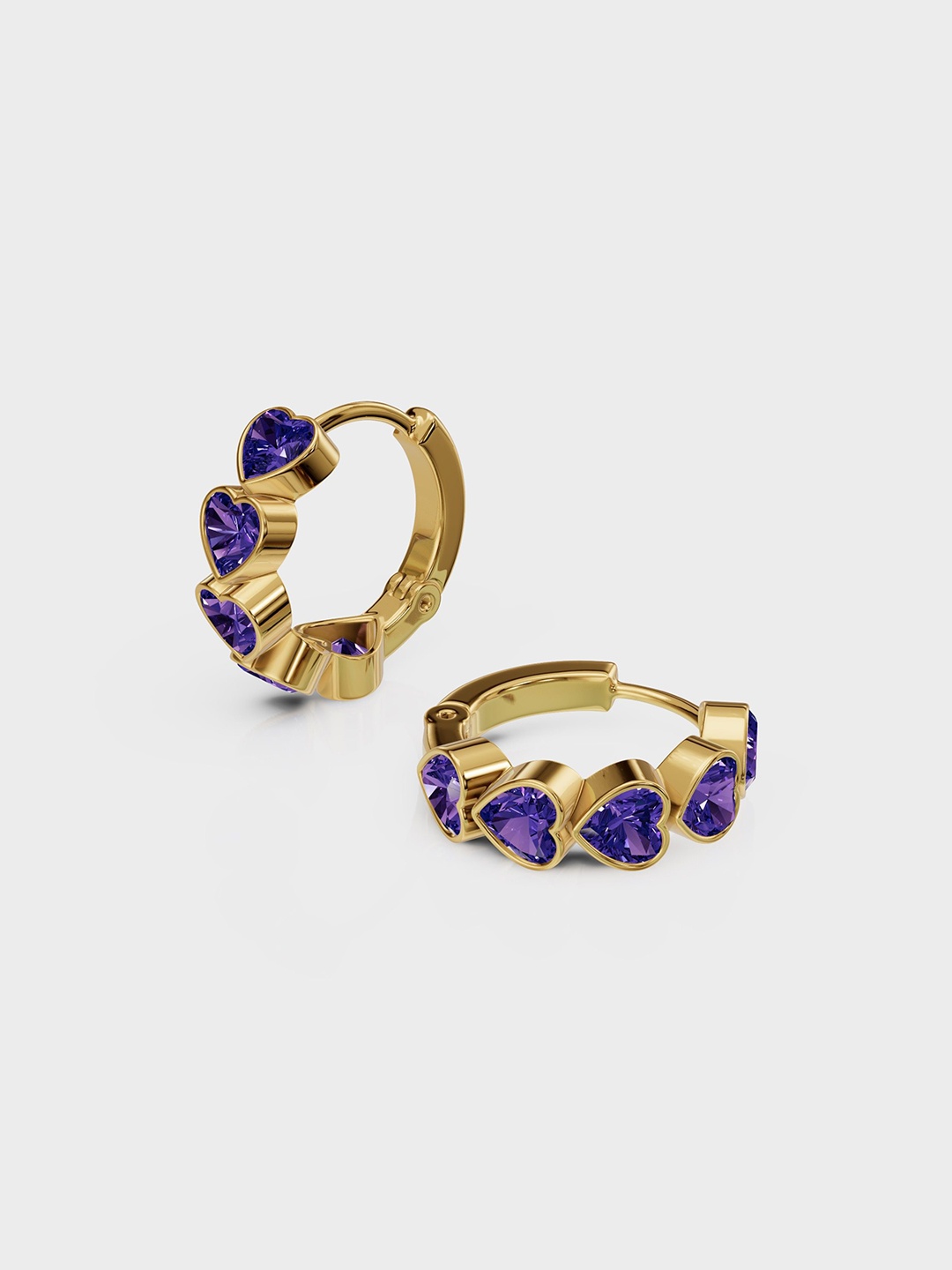 

Anushka Jain Jewellery 925 Sterling Silver Gold-Plated CZ-Studded Heart Hoop Earrings