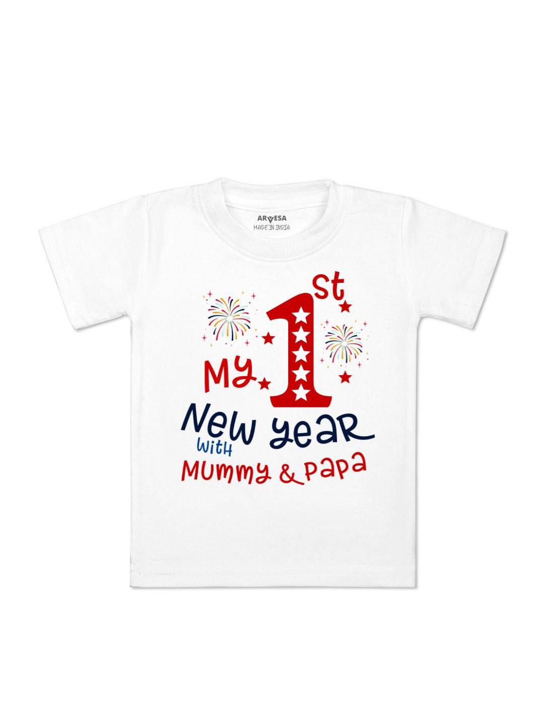 

Arvesa First New Year Printed Kids Unisex T-shirt, White