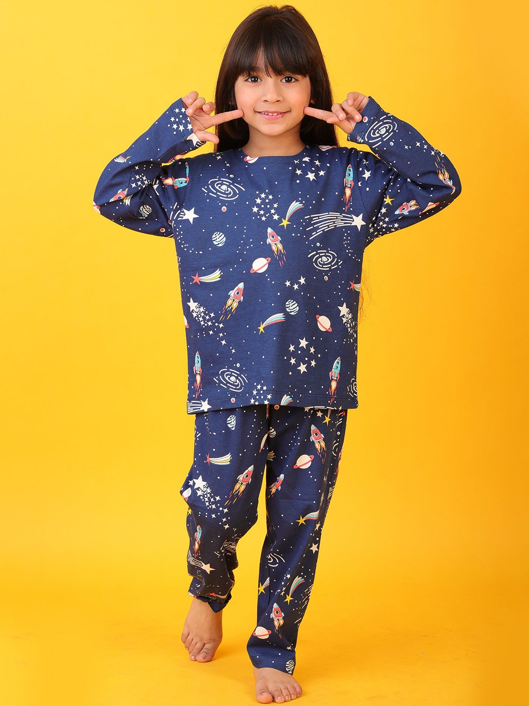 

Anthrilo Girls Printed Night suit, Blue