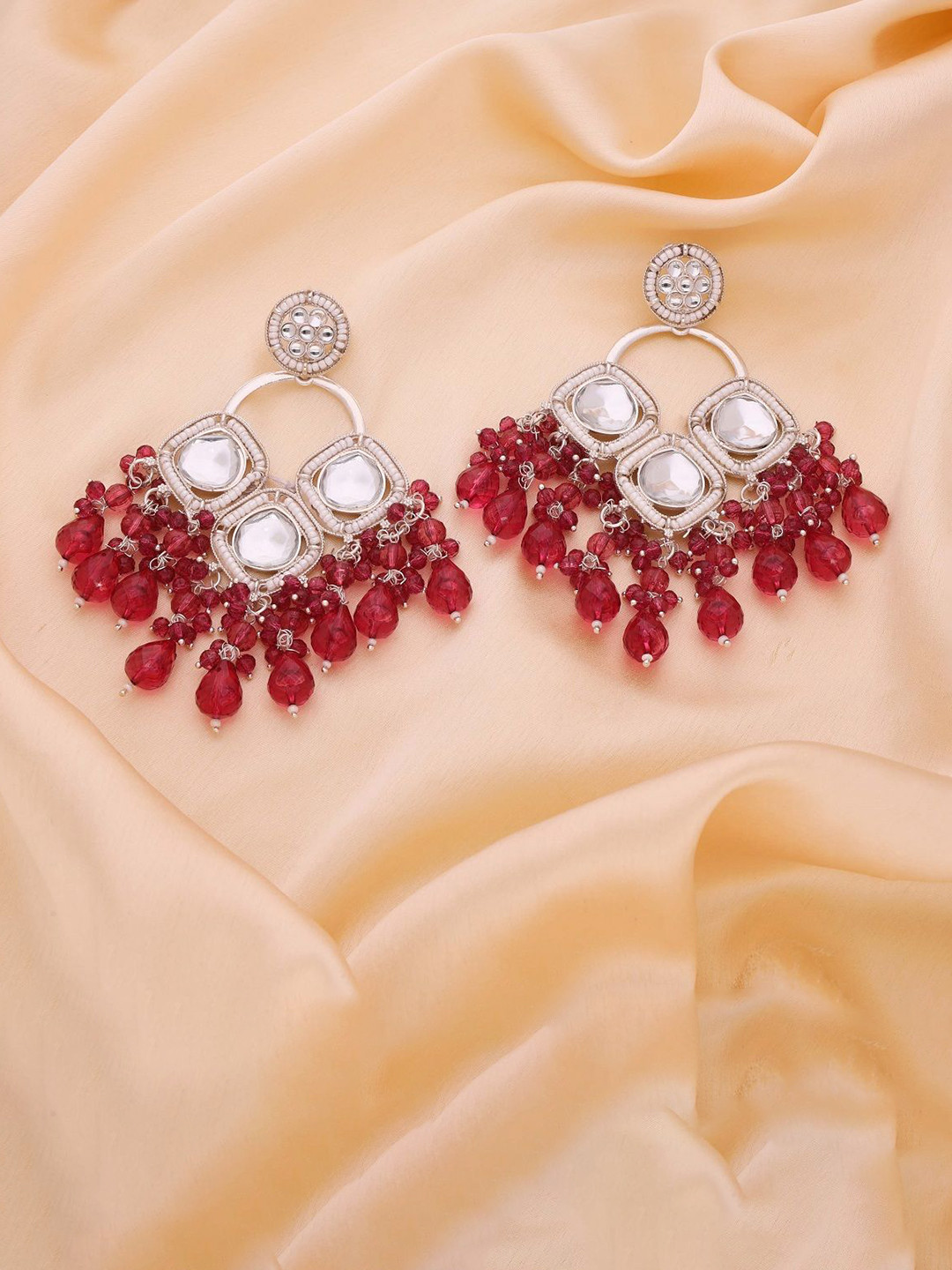 

Lyriss Gold Plated Artificial Beads Contemporary Jhumkas