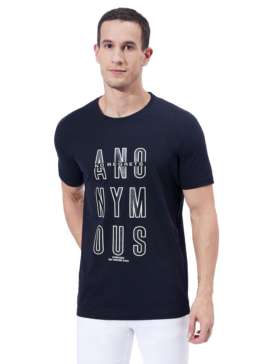 

Ben Martin Men Printed Slim Fit T-shirt, Navy blue