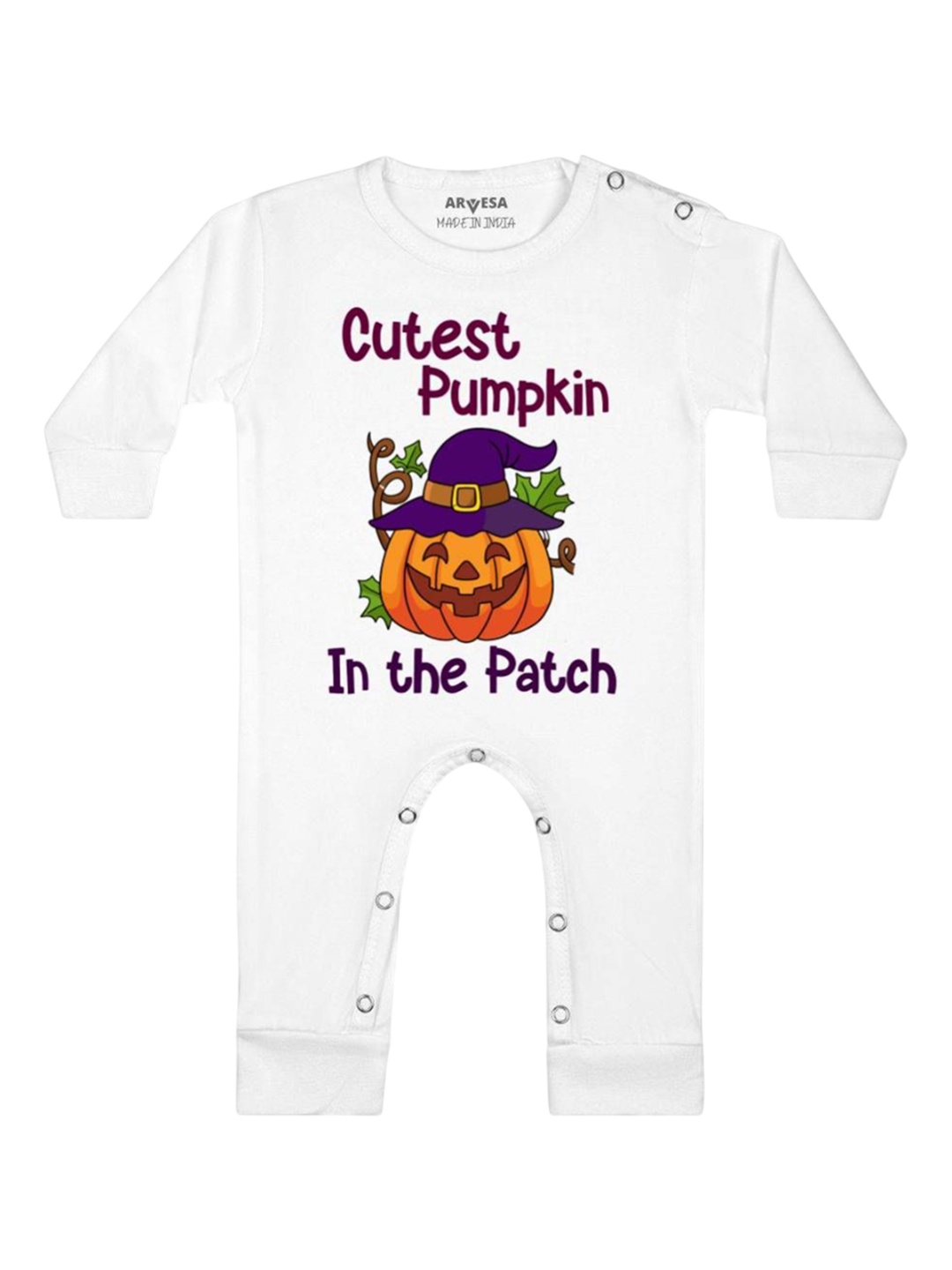 

Arvesa First Halloween Printed Baby Romper, White