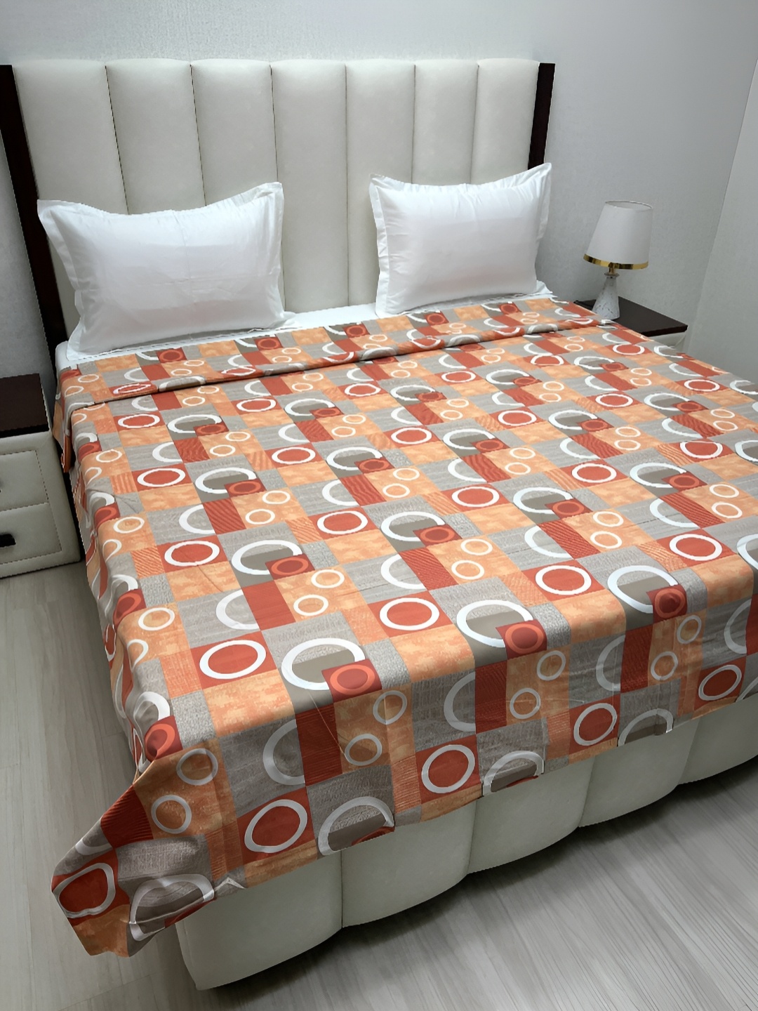 

Pure Decor Rust & Grey Printed Pure Cotton 260 TC King Size Duvet Cover