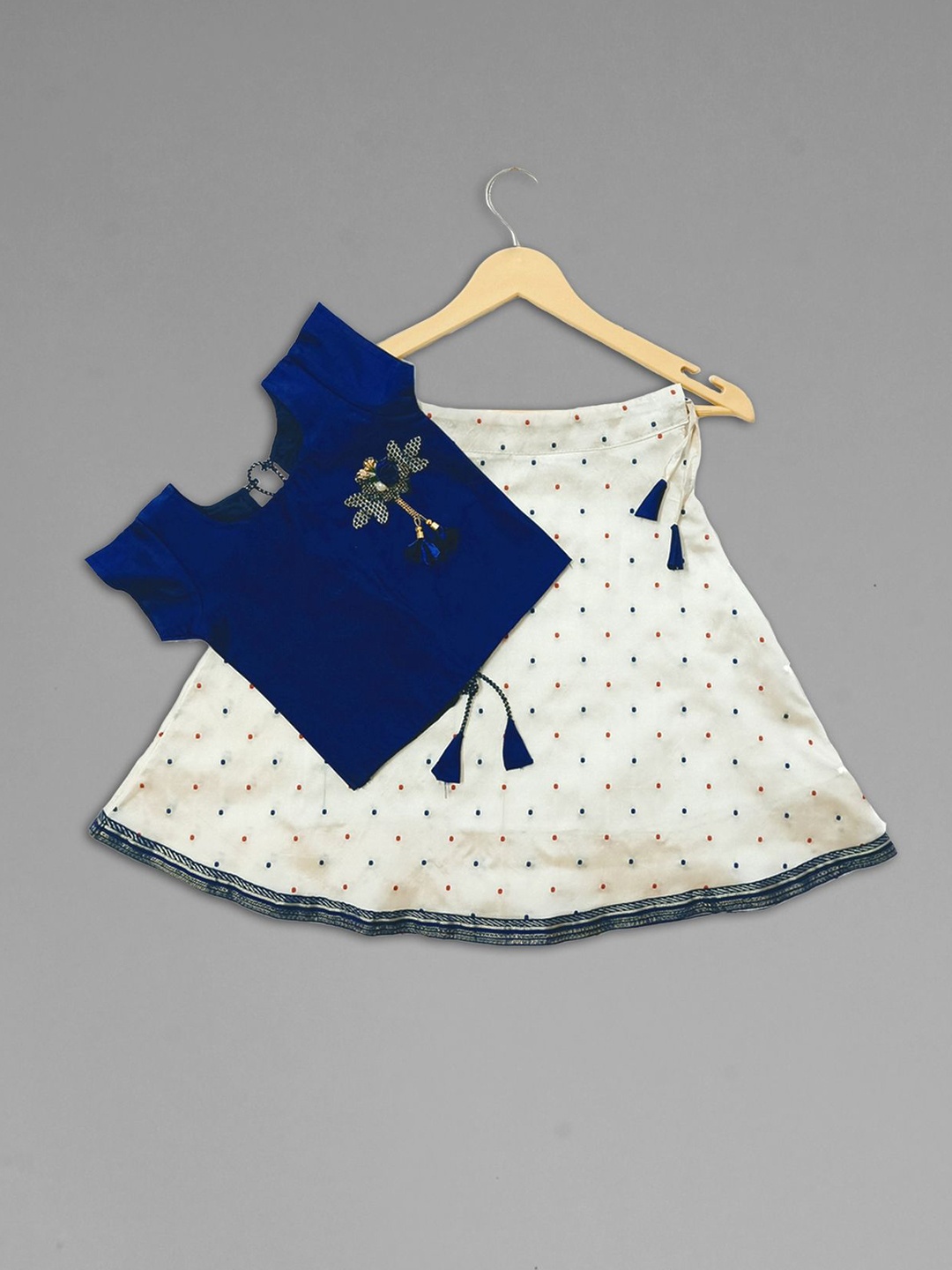 

Anneca Girls Embroidered Ready to Wear Lehenga &, Navy blue