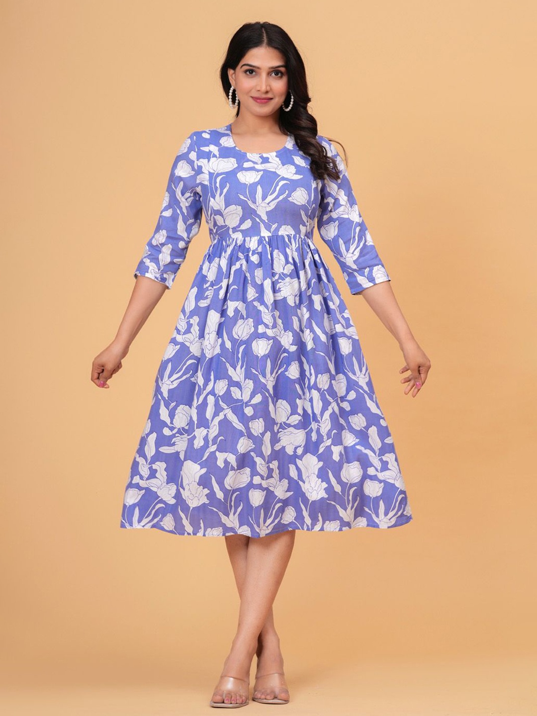 

TANISHA Floral Print Maternity A-Line Dress, Blue