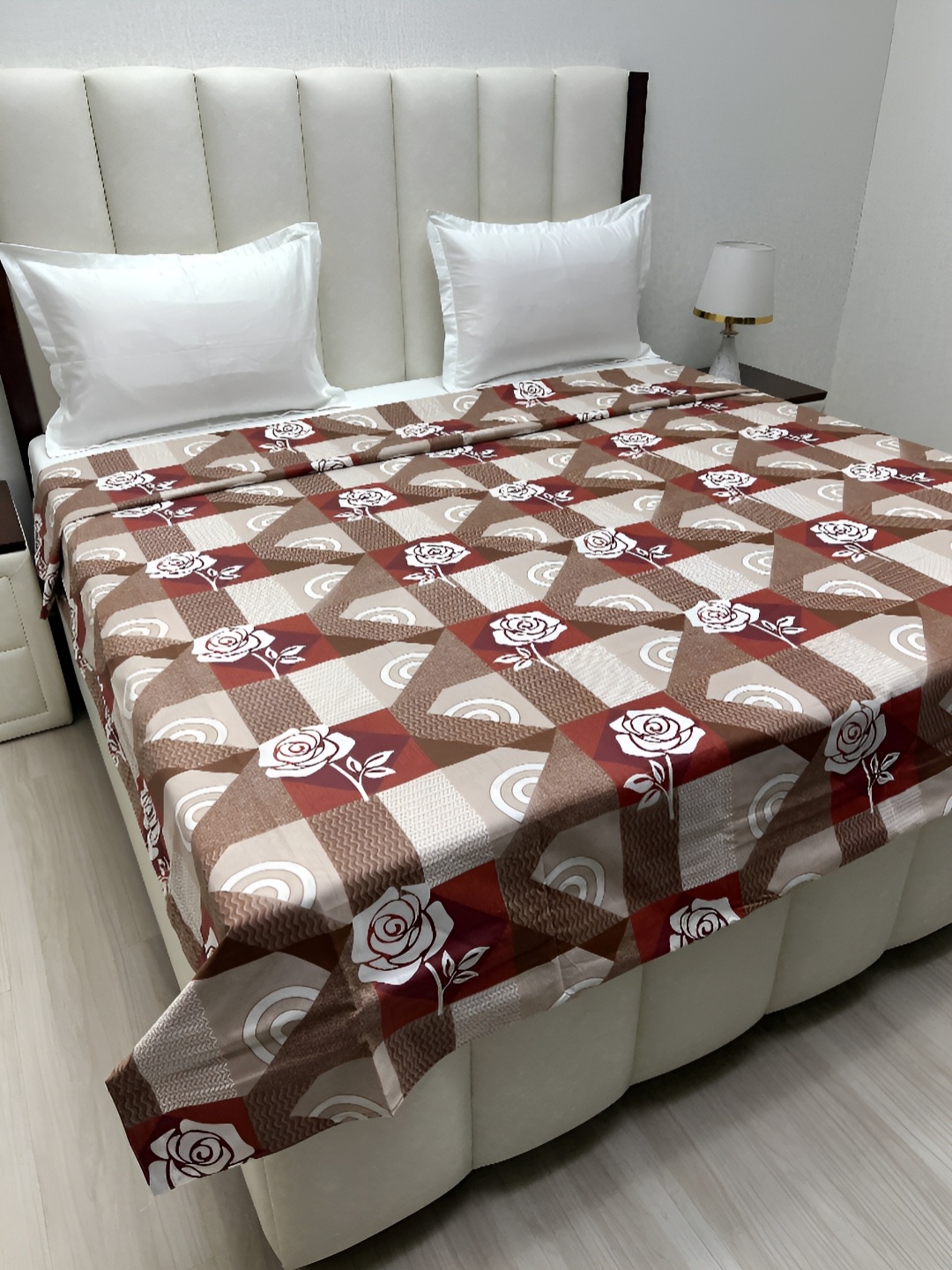 

Pure Decor Brown & Rust Floral Printed Pure Cotton 260 TC King Size Duvet Cover