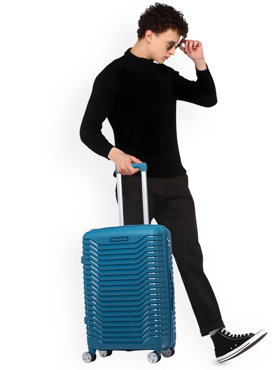 

Provogue Textured Hard-Sided Medium Trolley Suitcase, Teal
