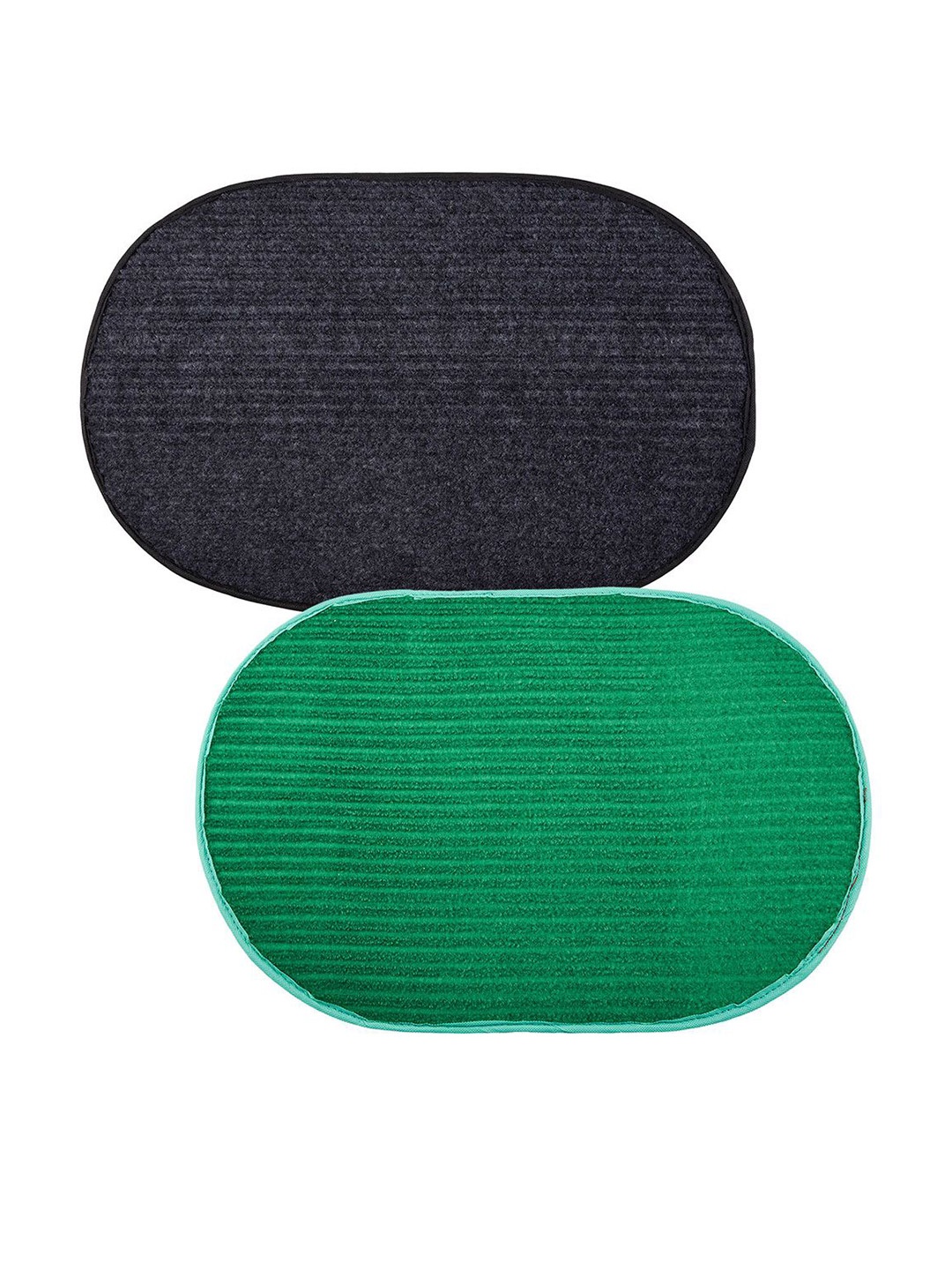 

Kuber Industries Green & Black 2 Pieces Woollen Entrance Door Mats