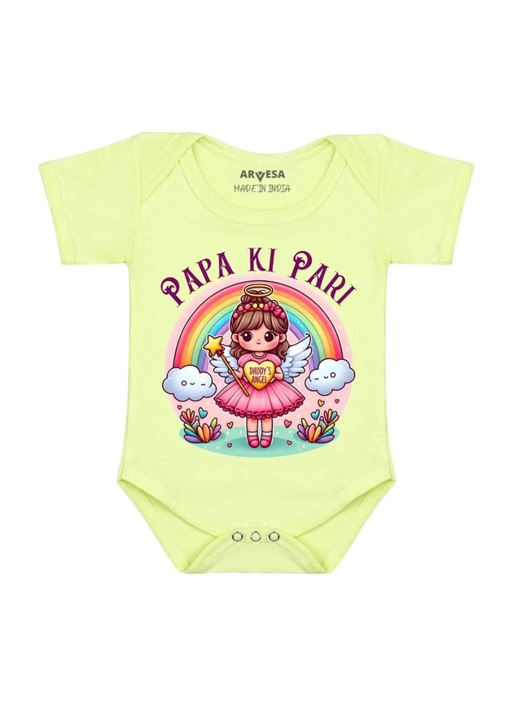 

Arvesa Papa Ki Pari Printed Romper, Yellow
