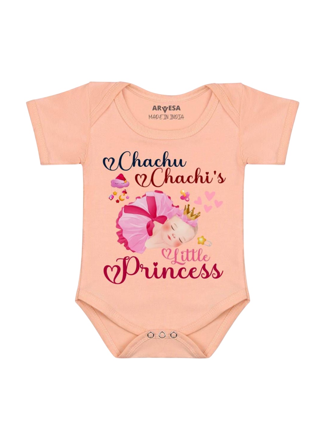 

Arvesa Chachu Chachi'S Little Princess Printed Romper, Peach