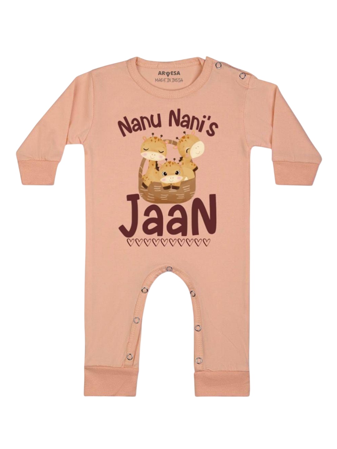 

Arvesa Kids Nanu Nani'S Jaan Printed Baby Romper, Peach