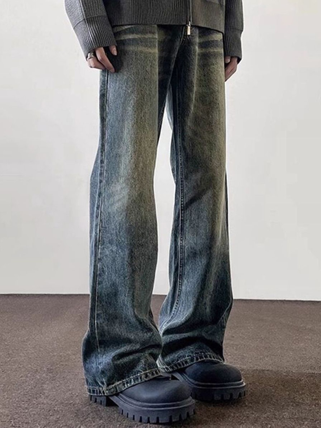 

HERE&NOW Men's Mid-Rise Heavy Fade Jeans, Blue