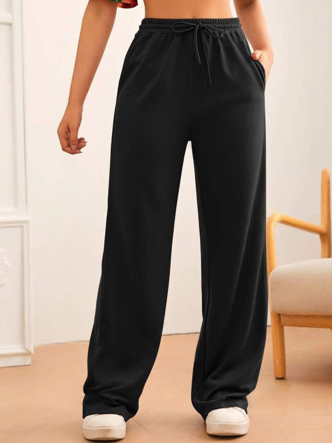 

FLYNOFF Women Relaxed Loose Fit Korean Pants Trousers, Black