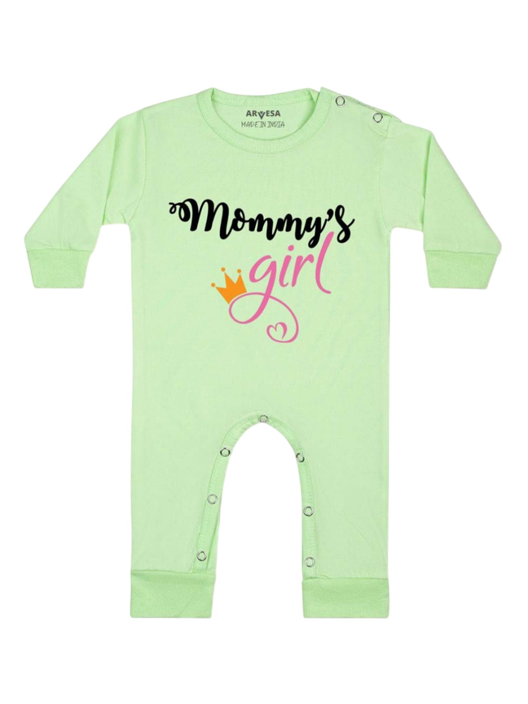 

Arvesa Kids Mommy Girl Printed Baby Romper, Green