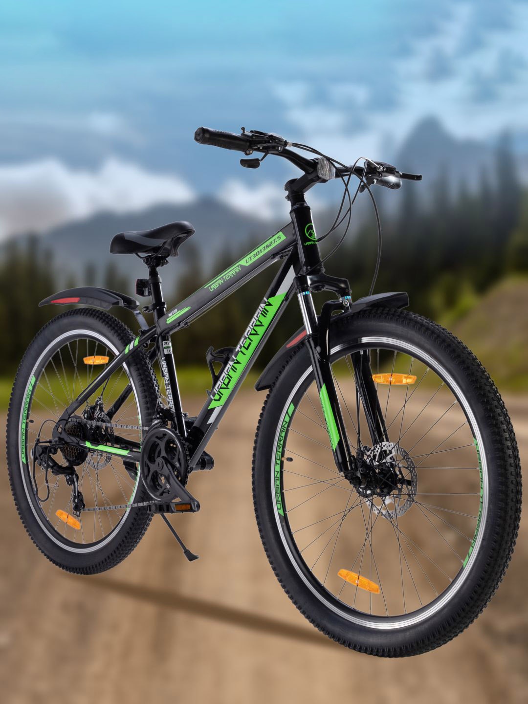 

URBAN TERRAIN UT3013S27.5 27.5T 21-Speed and Dual Disc Brakes Mountain Bicycle, Black